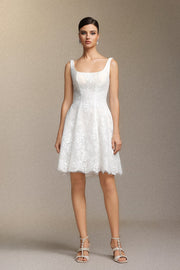 Tutuni Lace square-neck halter mini dress